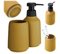 KADAX Ensemble d'accessoires de salle de bain, accessoires de salle de bain modernes, accessoires de salle de bain en céramique, accessoires de salle de bain (jaune : porte-brosse à dents,