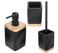 KADAX Ensemble de 3 pièces pour salle de bain, gobelet à dents & distributeur de liquide vaisselle & brosse WC, Gobelet à brosse à dents décoratif, Distributeur de savon moderne, Ensemble WC