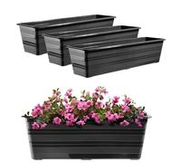 KADAX Ensemble de 3x60 cm Jardinière Anthracite, Pot de Balcon en Plastique, Jardinière Résistante aux Intempéries, Pot de Fleurs, Jardinière pour Balustrade pour Fleurs