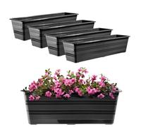 KADAX Ensemble de 4x60 cm Jardinière Anthracite, Pot de balcon en plastique, Pot de fleurs résistant aux intempéries, Pot de fleurs, Jardinière pour balustrade pour fleurs