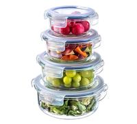 KADAX Ensemble de Boîtes en Verre avec Clips de Fermeture pour Conservation Alimentaire, Récipients avec Couvercles Hermétiques (Ronds, Lot de 4)