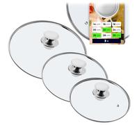 KADAX Ensemble de couvercles de casserole, couvercles universels en verre avec poignée, ensemble de couvercles résistants à la chaleur de différentes tailles, ensemble de couvercles de poêle