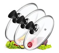 KADAX Ensemble de couvercles de casserole, couvercles universels en verre avec poignée, ensemble de couvercles résistants à la chaleur de différentes tailles, ensemble de couvercles de poêle