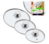 KADAX Ensemble de couvercles de casserole, couvercles universels en verre avec poignée, ensemble de couvercles résistants à la chaleur de différentes tailles, ensemble de couvercles de poêle