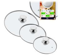 KADAX Ensemble de couvercles de casserole, couvercles universels en verre avec poignée, ensemble de couvercles résistants à la chaleur de différentes tailles, ensemble de couvercles de poêle