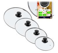 KADAX Ensemble de couvercles de casserole, couvercles universels en verre avec poignée, ensemble de couvercles résistants à la chaleur de différentes tailles, ensemble de couvercles de poêle