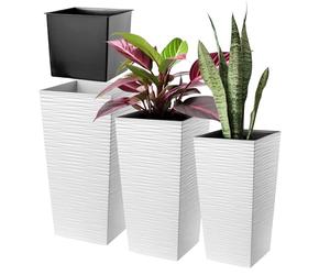 KADAX Ensemble de pots de fleurs en plastique pour pot de fleurs - Résistant aux intempéries - Pour intérieur et extérieur - Pour l'intérieur et l'extérieur - Pot de fleurs (blanc lot de 3 tailles XL)