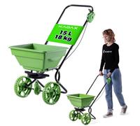 KADAX Épandeur 15 l avec roues, épandeur d'engrais, salière et épandeur de graines pour jardin et service d'hiver, épandeur manuel pour sel de déneigement et engrais de pelouse