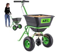 KADAX Épandeur 45 l avec roues, épandeur d'engrais pour graines de gazon, engrais de pelouse, calcaire et sel de déneigement, salière, épandeur de graines pour l'entretien de la pelouse et le service