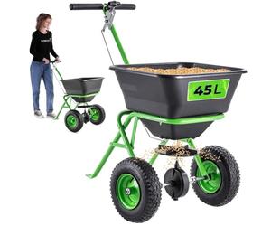 KADAX Épandeur 45 l avec roues, épandeur d'engrais pour graines de gazon, engrais de pelouse, calcaire et sel de déneigement, salière, épandeur de graines pour l'entretien de la pelouse et le service