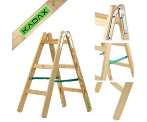 KADAX Escabeau Pliable en Bois, Échelle à Structure Robuste et Sécurisée, Conçue pour Un Accès Facile et Confortable aux Hauteurs (3 Marches)