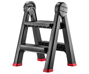 KADAX Escabeau pliant pour atelier, 47 x 44 x 63 cm, en plastique, avec 2 marches, charge maximale 150 kg, marchepied de bureau (2 marches/noir) K6433