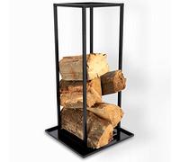 KADAX Étagère à bûches rectangulaire en acier, support pour bûches de cheminée, aide à l'empilage, étagère à bois ergonomique pour bois de chauffage pratique avec fond renforcé