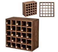 KADAX Étagère à vin en bois - 52 x 25,5 x 52 cm - Support à vin empilable - Étagère pour bouteilles - Armoire à vin naturelle rustique - Peu encombrante - Fabriqué en UE - Montage facile