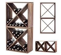 KADAX Étagère à vin en bois - Grande étagère pour nombre de bouteilles - Support rustique - Peu encombrant - Armoire à vin stable