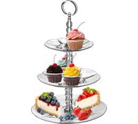 KADAX Etagère "Bethel", support de service en plastique, assiette à 3 étages avec poignée, coupe à pâtisserie, 39 cm