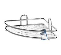 KADAX Étagère d'angle murale en acier chromé, étagère de salle de bain avec panier de douche, support mural chromé (1 niveau)