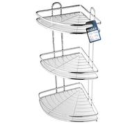 KADAX Étagère d'Angle Murale en Acier Chromé, Panier de Douche, Organisateur de Salle de Bain, Support Mural (3