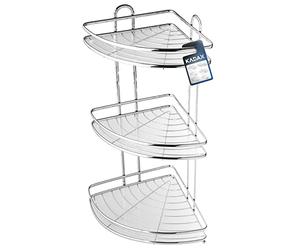 KADAX Étagère d'Angle Murale en Acier Chromé, Panier de Douche, Organisateur de Salle de Bain, Support Mural (3