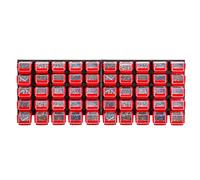 KADAX Étagère d'atelier, 116 x 39 cm, étagère murale à outils, en plastique robuste, système de stockage résistant aux UV, plaques murales extensibles, atelier ou jardin (rouge, 50 pièces) K7708