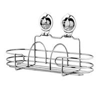 KADAX Étagère de douche avec ventouse, étagère de salle de bain, étagère de douche en acier, sans perçage, montage mural, argenté, 1 étage, capacité 10 kg