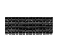 KADAX Étagère murale d'atelier, 116 x 39 cm, en plastique robuste, système de stockage résistant aux UV, plaques murales extensibles, pour atelier ou jardin (noir, 70 pièces)