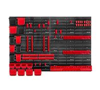 KADAX Étagère murale d'atelier, 116 x 78 cm, Système de rangement en plastique robuste, Étagère d'atelier résistante aux UV, Plaques murales extensibles, Étagère à glissière pour garage, (Rouge, 61