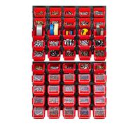KADAX Étagère murale d'atelier, 58 x 78 cm, système de stockage en plastique robuste, résistant aux UV, plaques murales extensibles, étagère pour garage, rouge, 50 pièces. v2
