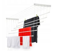KADAX Etendoir a Linge au Plafond avec Tiges en Acier, Pratique Systeme de Sechage Suspended pour Maximiser l'espace Interieur (Blanc, 6 x 160 cm)