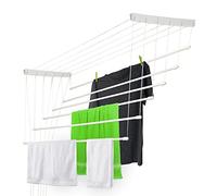 KADAX Etendoir a Linge au Plafond avec Tiges en Acier, Pratique Systeme de Sechage Suspended pour Maximiser l'espace Interieur (Blanc, 6 x 160 cm)