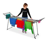 KADAX Étendoir à linge extensible, surface de séchage de 20 m, 247 x 60 x 88 cm, avec grande surface de séchage, pliable, étendoir à linge extensible (noir)
