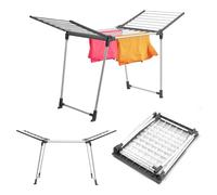 KADAX Étendoir à linge, grand séchoir à linge à ailes pour linge long, séchoir avec ailes pliables, séchoir à linge revêtu par pulvérisation (avec 2 ailes)