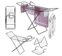 KADAX Étendoir à linge multifonction 3 en 1, séchoir à linge de sol en acier avec design modulaire, extensible pliable de garde-corps (Noir)