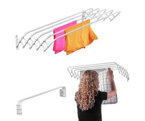 KADAX Étendoir à linge pliable pour buanderie, surface de séchage de 8 m, séchoir à linge peu encombrant en métal, mur en accordéon extensible, cintre pour intérieur (80 cm)