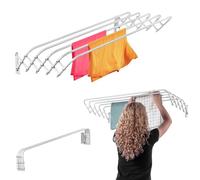 KADAX Étendoir à linge pliable pour linge, séchoir à linge peu encombrant en métal, extensible en accordéon mural, porte-vêtements d'intérieur (100 cm)