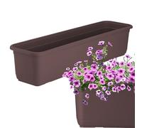KADAX Evron Jardinière 60 cm, Marron - Jardinière de balcon en plastique de qualité supérieure, bac de plantation pour intérieur et extérieur, pot de fleurs pour balcon, terrasse, rebord de fenêtre