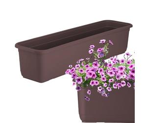 KADAX Evron Jardinière 60 cm, Marron - Jardinière de balcon en plastique de qualité supérieure, bac de plantation pour intérieur et extérieur, pot de fleurs pour balcon, terrasse, rebord de fenêtre