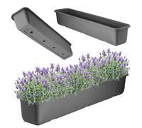 KADAX Evron Jardinière 80 cm, Anthracite - Jardinière de balcon en plastique de haute qualité, Pot de fleurs pour intérieur et extérieur, Pot de fleurs pour balcon, terrasse, rebord de fenêtre