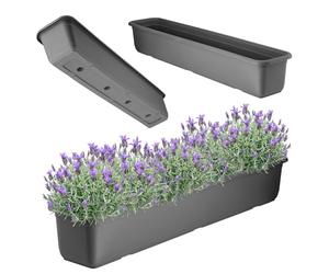 KADAX Evron Jardinière 80 cm, Anthracite - Jardinière de balcon en plastique de haute qualité, Pot de fleurs pour intérieur et extérieur, Pot de fleurs pour balcon, terrasse, rebord de fenêtre