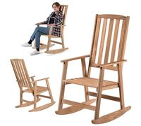 KADAX Fauteuil à bascule avec accoudoirs, fauteuil à bascule en bois, chaise à bascule de jardin, chaise de relaxation, chaise de jardin (foncé)