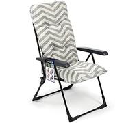KADAX Fauteuil de Jardin avec Dossier réglable, Chaise Relax en Acier revêtu par pulvérisation, Chaise Pliante avec capacité de Charge jusqu'à 110 kg, Chaise Longue de Jardin (S carré, Gris Zigzag)