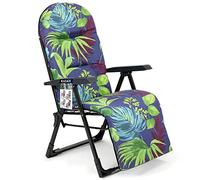 KADAX Fauteuil de Jardin avec Dossier réglable, Chaise Relax en Acier revêtu par pulvérisation, Chaise Pliante avec capacité de Charge jusqu'à 110 kg, Chaise Longue de Jardin (M Ovale, Violet/Vert)