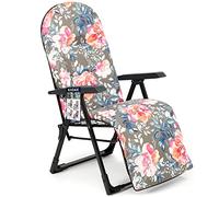 KADAX Fauteuil pliant de jardin, à dossier réglable, chaise relaxante en acier revêtu par pulvérisation, avec capacité de charge jusqu'à 110 kg, coussin (gris/rose, taille M, ovale)