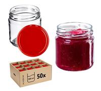 KADAX fi66 - Lot de 50 bocaux à confiture - 200 ml - Bocaux à confiture avec couvercle Twist-Off - Hermétiques et passent au lave-vaisselle - En verre épais