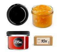 KADAX fi82 - Lot de 10 bocaux à confiture avec couvercle à visser - 235 ml - Petits bocaux à confiture avec couvercle - Idéaux comme cadeau - Noir