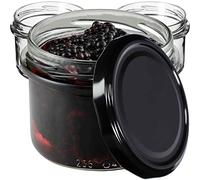 KADAX fi82 Lot de 100 bocaux à confiture avec couvercle à visser - 235 ml - Petits bocaux à confiture avec couvercle - Bocaux hermétiques pour cadeau - Noir