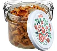 KADAX fi82 - Lot de 20 bocaux à confiture avec couvercle à visser - 235 ml - Petits bocaux à confiture avec couvercle - Idéaux comme cadeau - Motif folklore