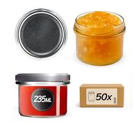 KADAX fi82 - Lot de 50 bocaux à confiture avec couvercle à visser - 235 ml - Petits bocaux à confiture avec couvercle - Idéaux comme cadeau - Argenté