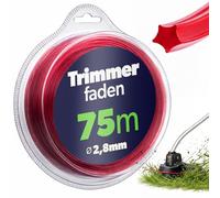 KADAX Fil de coupe en forme d'étoile - 2,8 mm x 75 m - Pour débroussailleuse et débroussailleuse, accessoires de jardin - Rouge