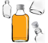 KADAX Flachmann 100ml, 10 pièces, petites bouteilles en verre avec bouchon à vis, flacons, bouteilles vides à remplir, mini bouteilles de liqueur, bouteilles d'eau de vie, blanc